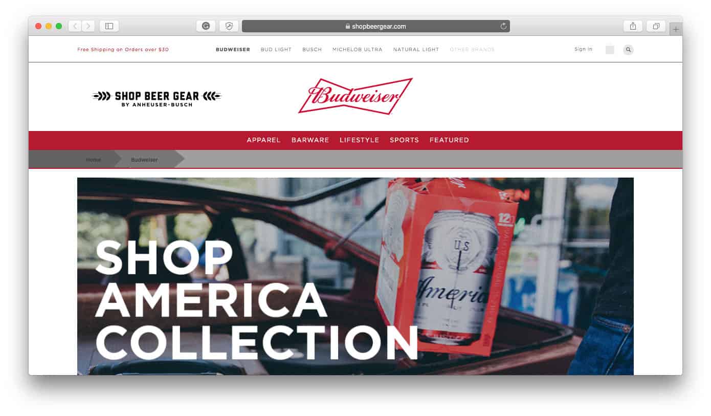 Sklepy Budweiser Shopify