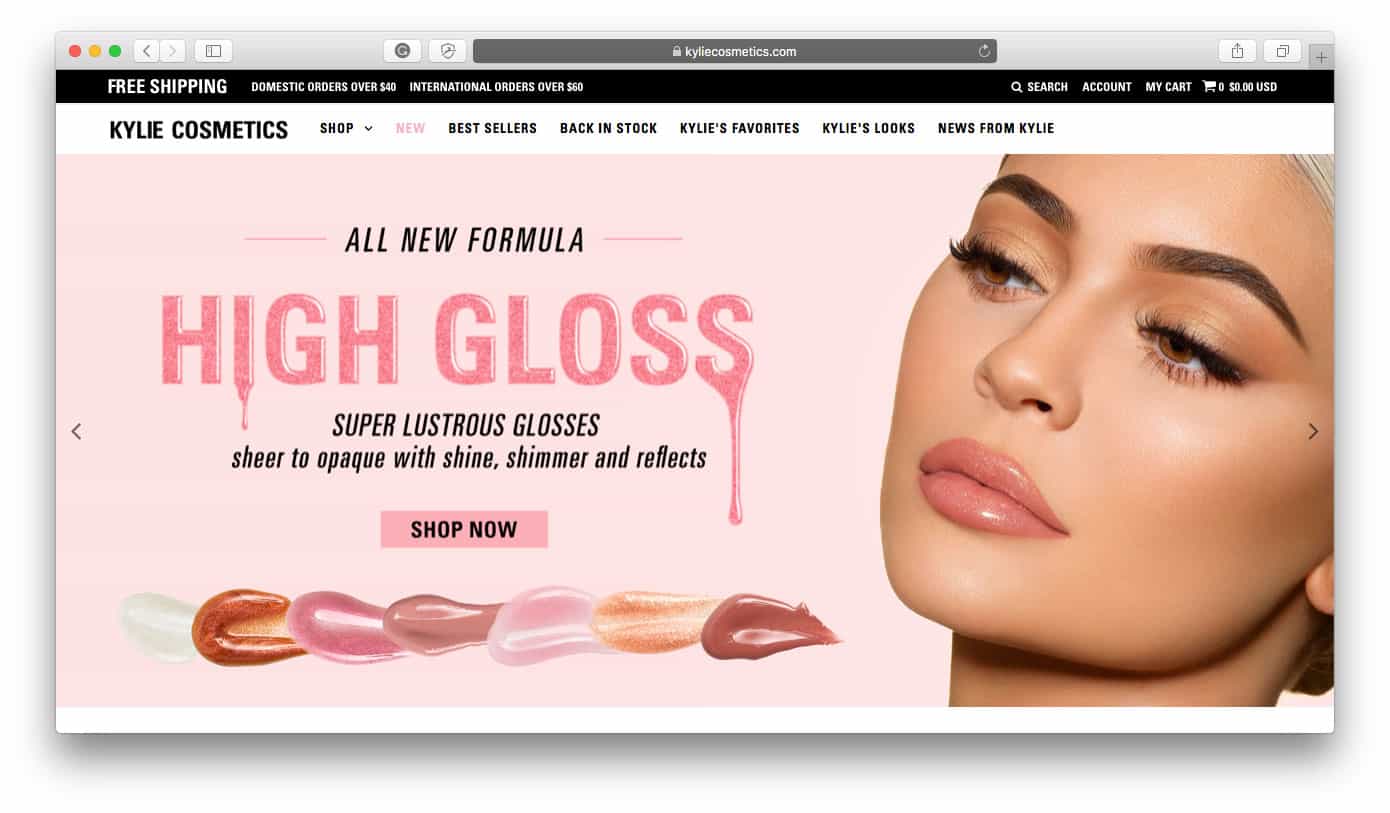 Kylie Cosmetics odnoszące sukcesy Shopify