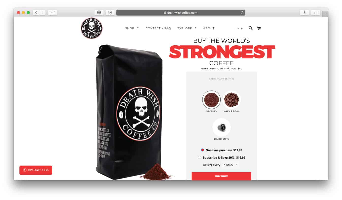 Śmierć Życzenie Coffee Shopify Store