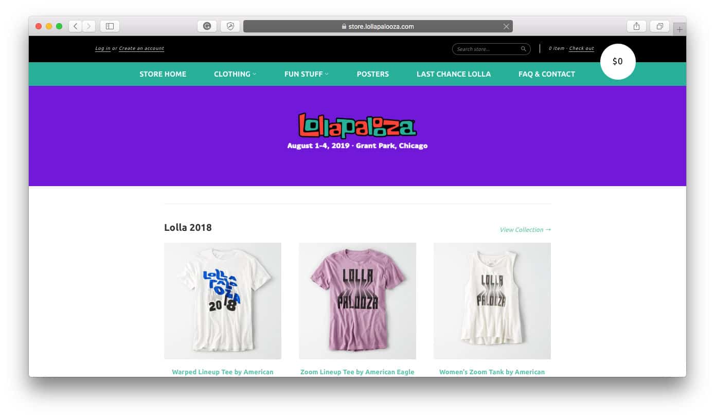 Lolapalooza Najlepsze sklepy Shopify