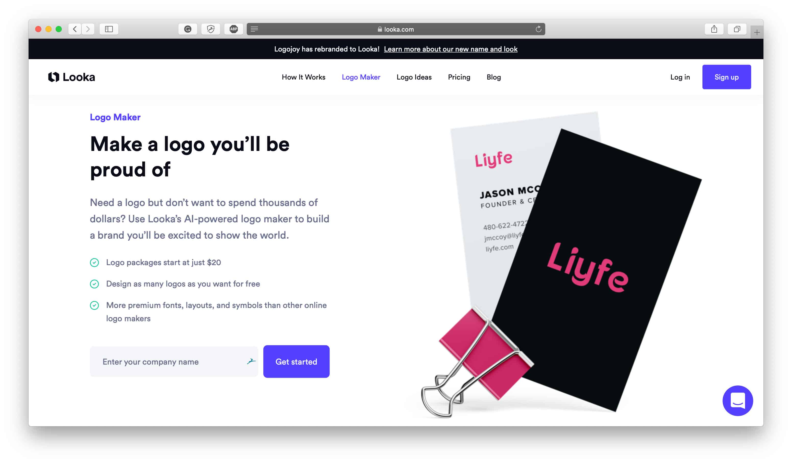Pagina de pornire Looka Review