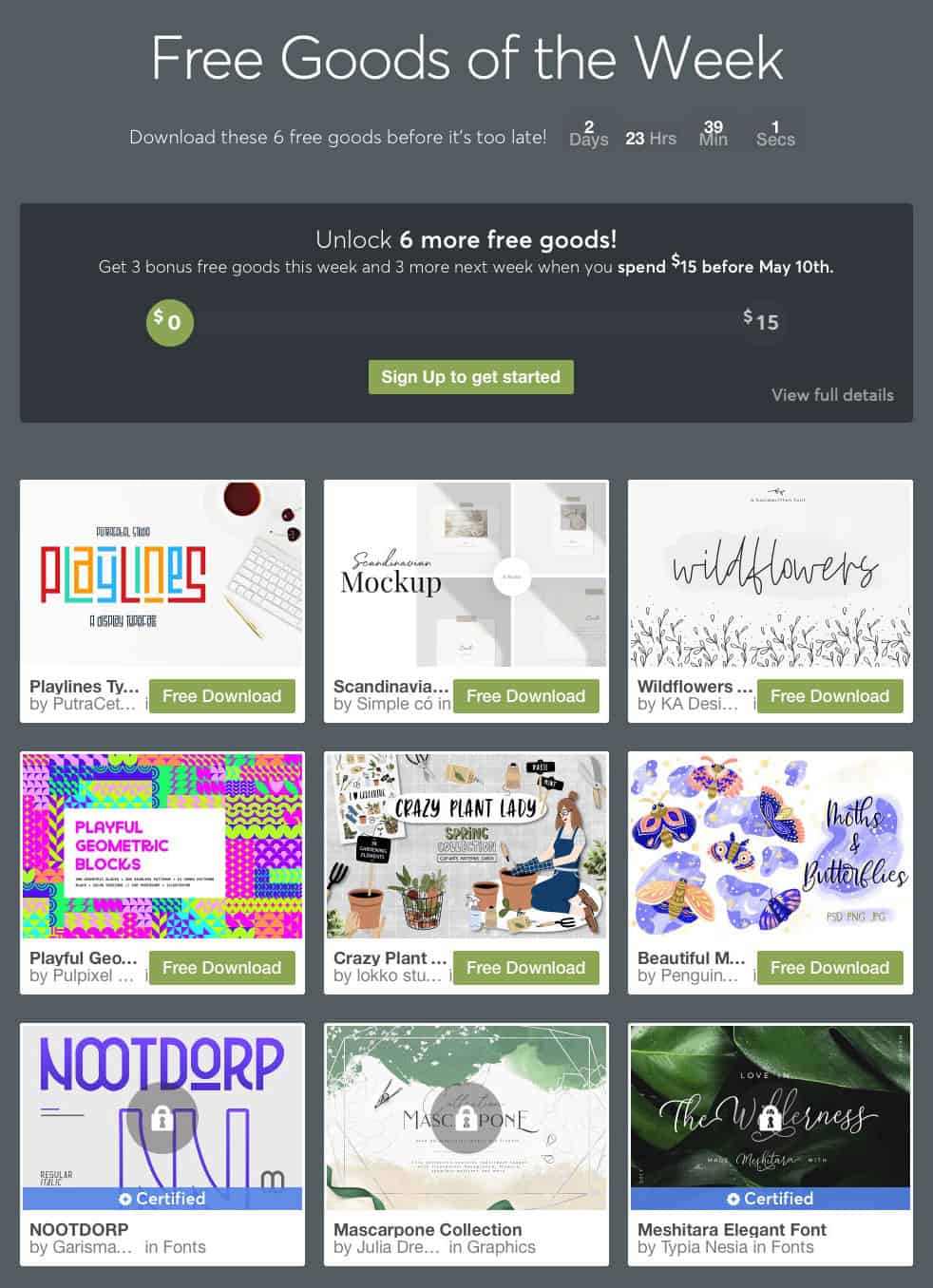 Бесплатные товары Creative Market