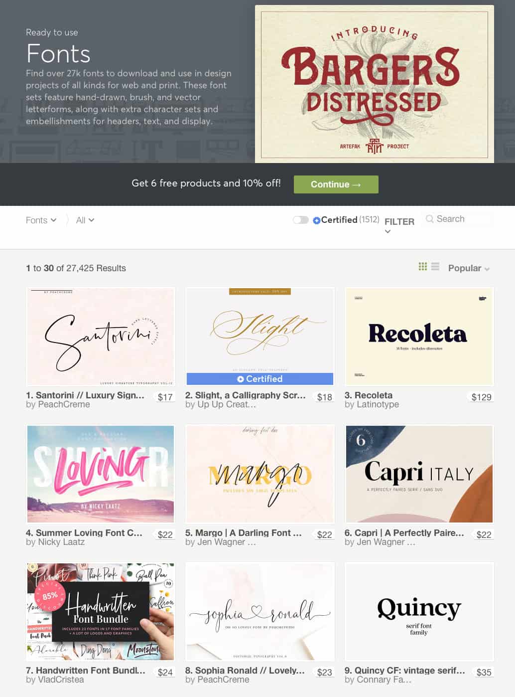 Шрифты Creative Market