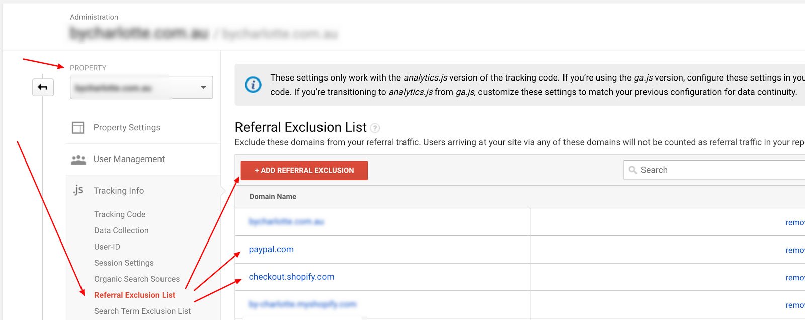 Lista de excludere a recomandărilor Google Analytics