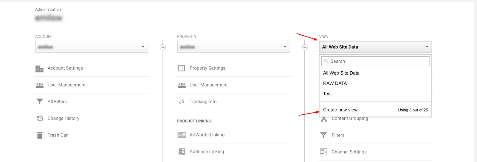 Creați o vizualizare nouă în Google Analytics