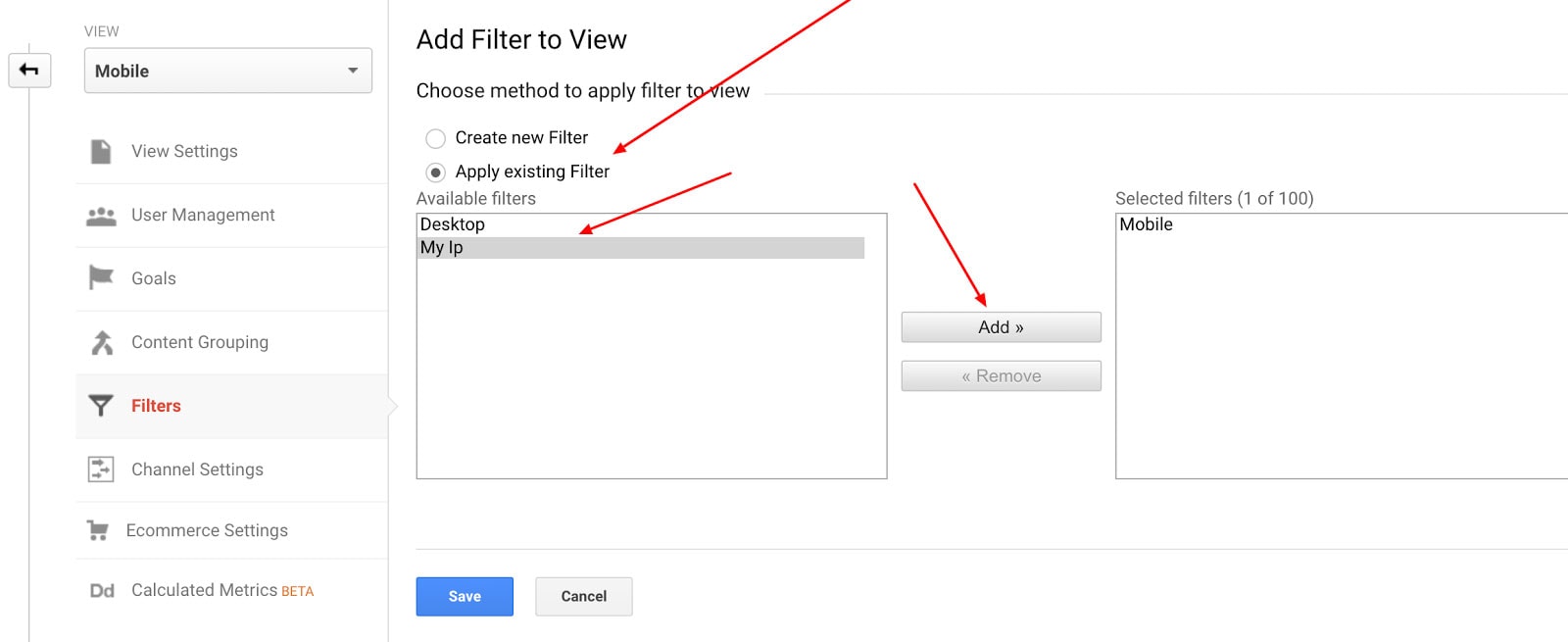 Google Analytics Adaugă filtru pentru a vizualiza