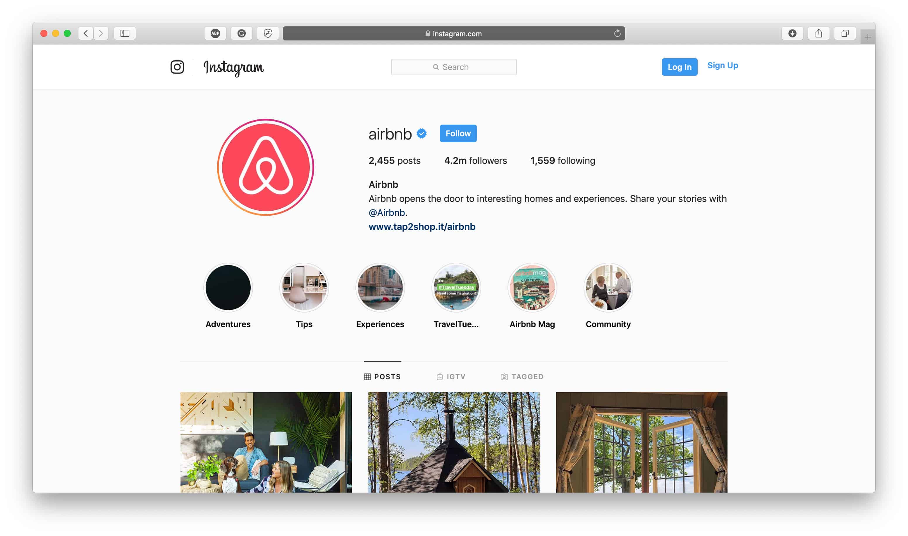 Airbnb Instagram Biyografisi