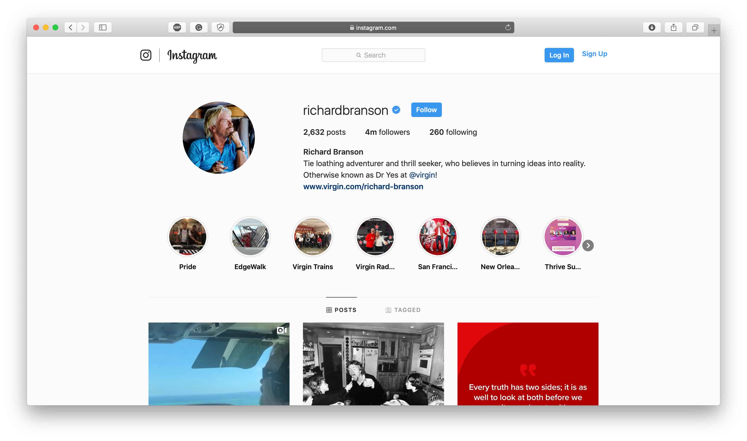 Richard Branson Instagram Biyografi Altyazısı