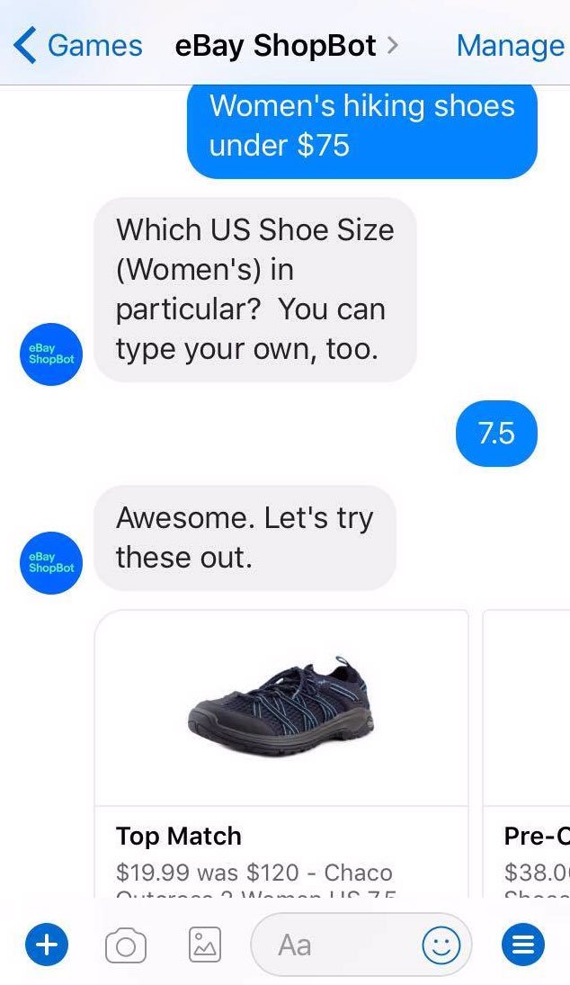 Chatbot de commerce électronique eBay