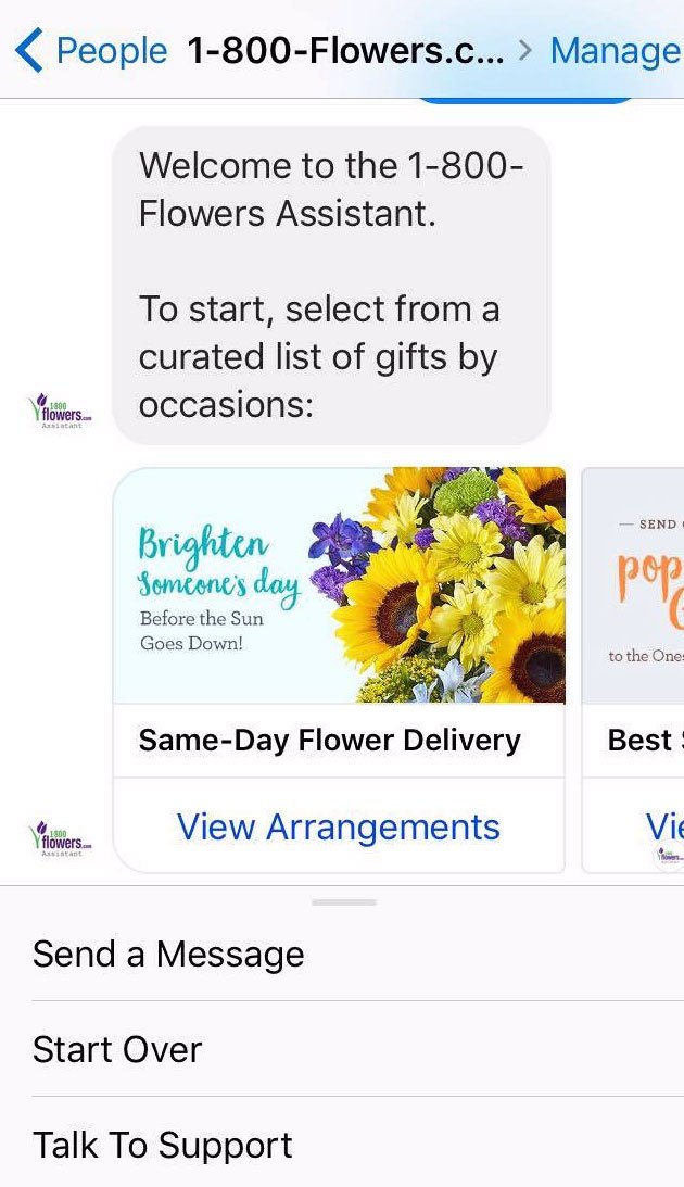 Chatbot de commerce électronique 1800Flowers