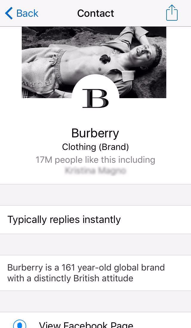 Chatbot de commerce électronique Burberry