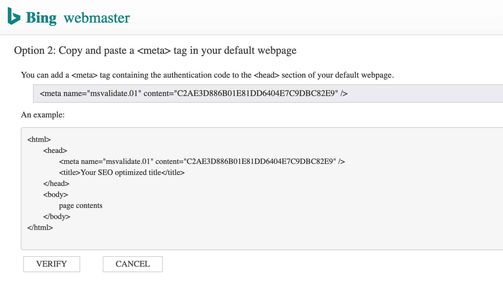 BingWebマスターツールのセットアッププロセス