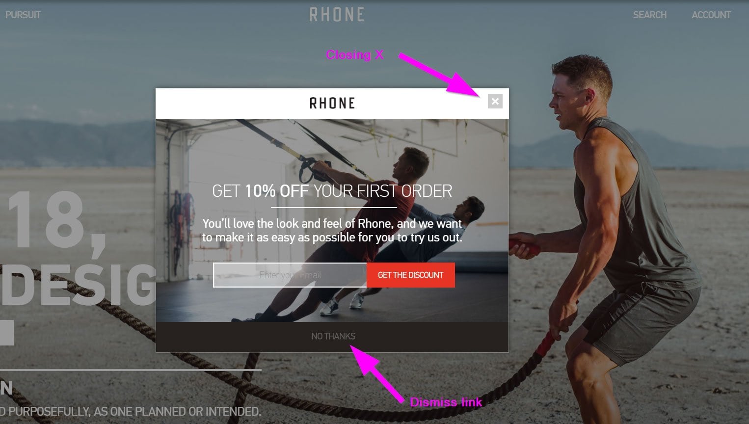 Exemple de fenêtres contextuelles d'e-mail de commerce électronique