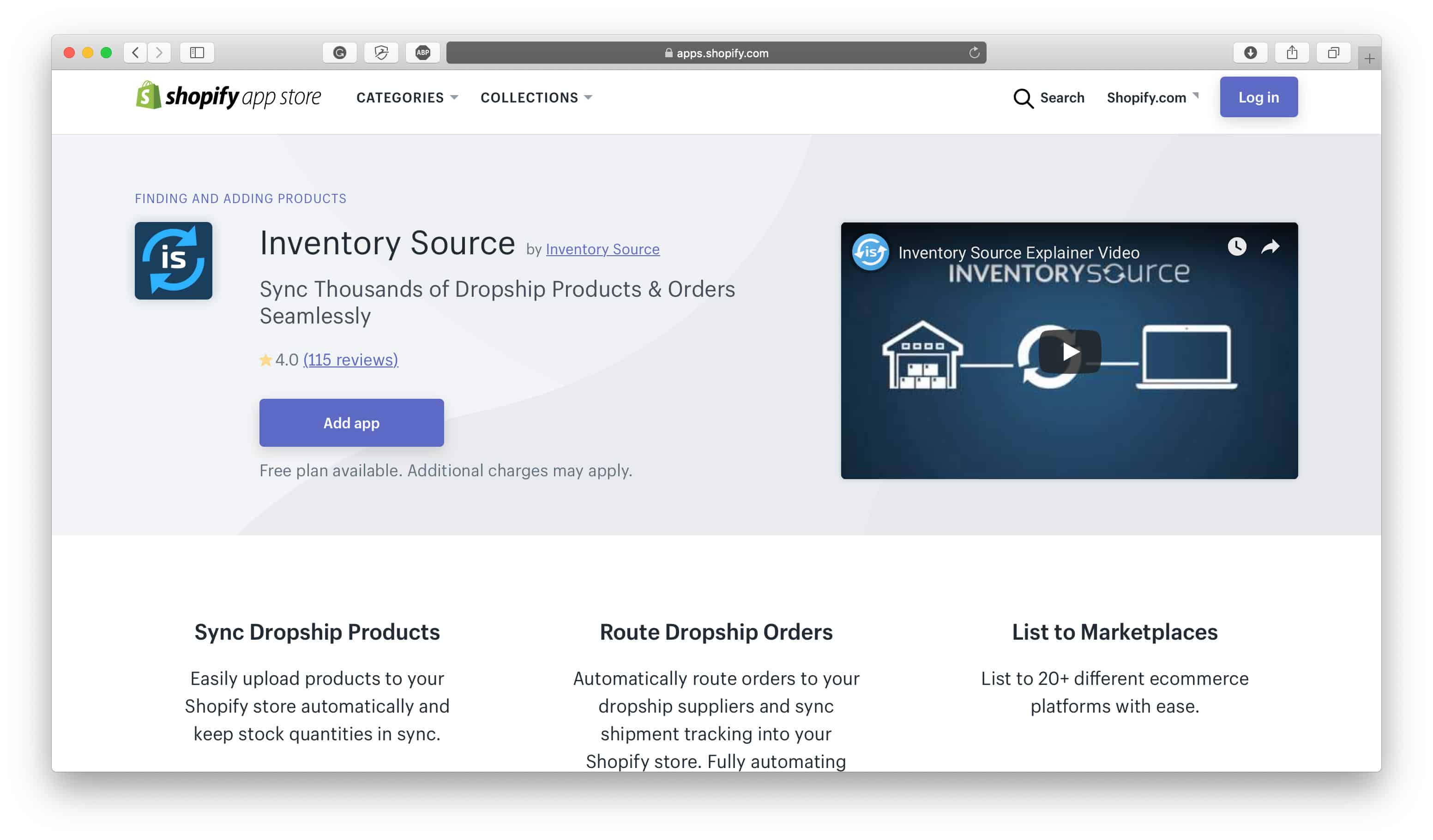 Inventarquelle Shopify Dropshipping-App