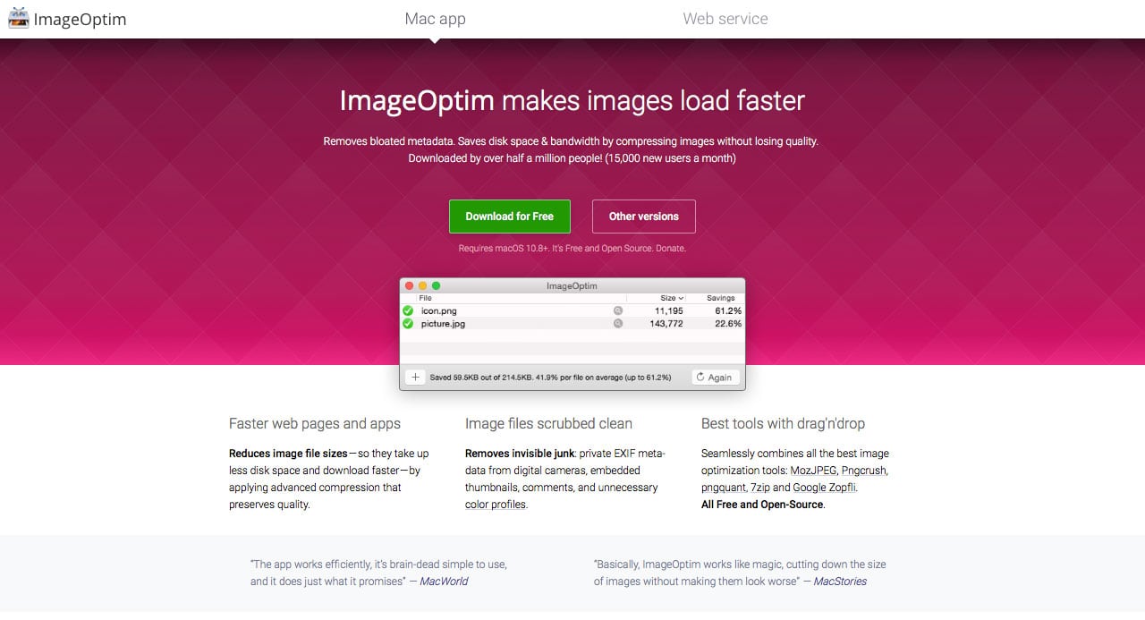 ImageOptim 홈페이지