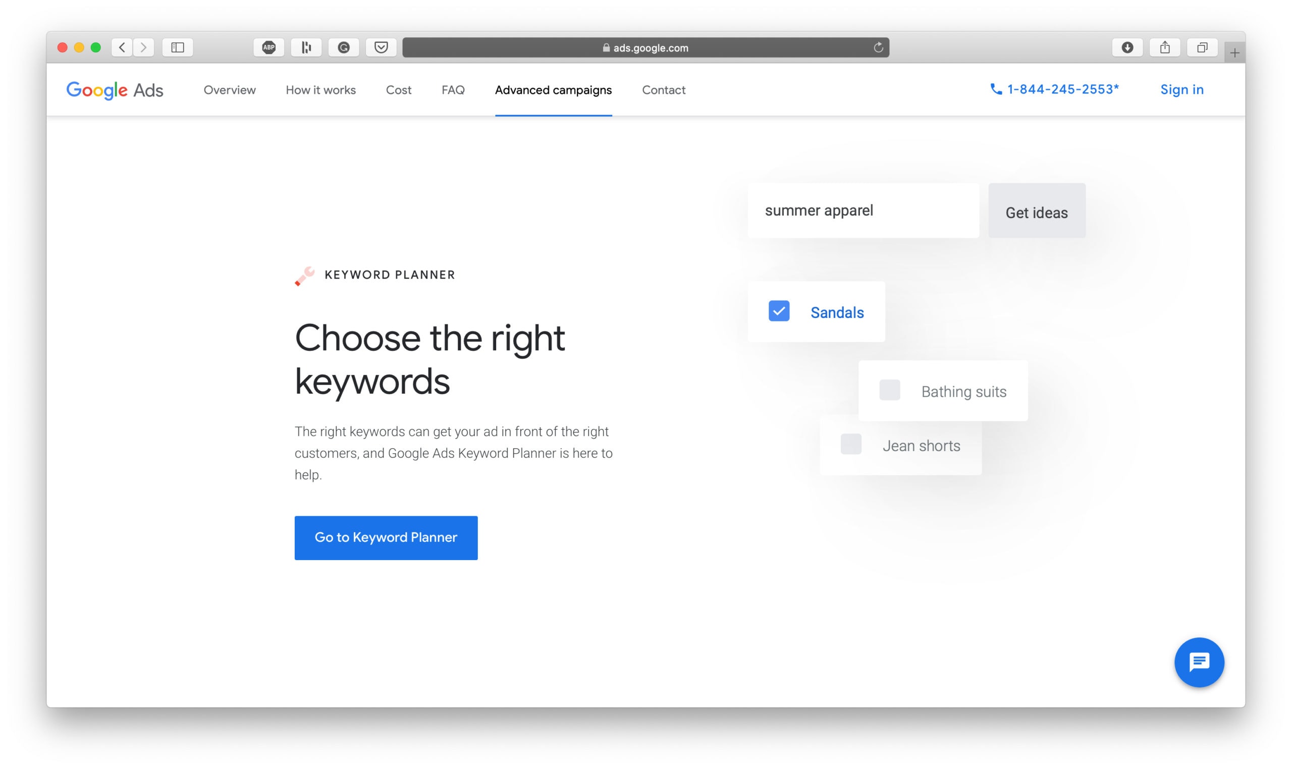Планировщик ключевых слов Google