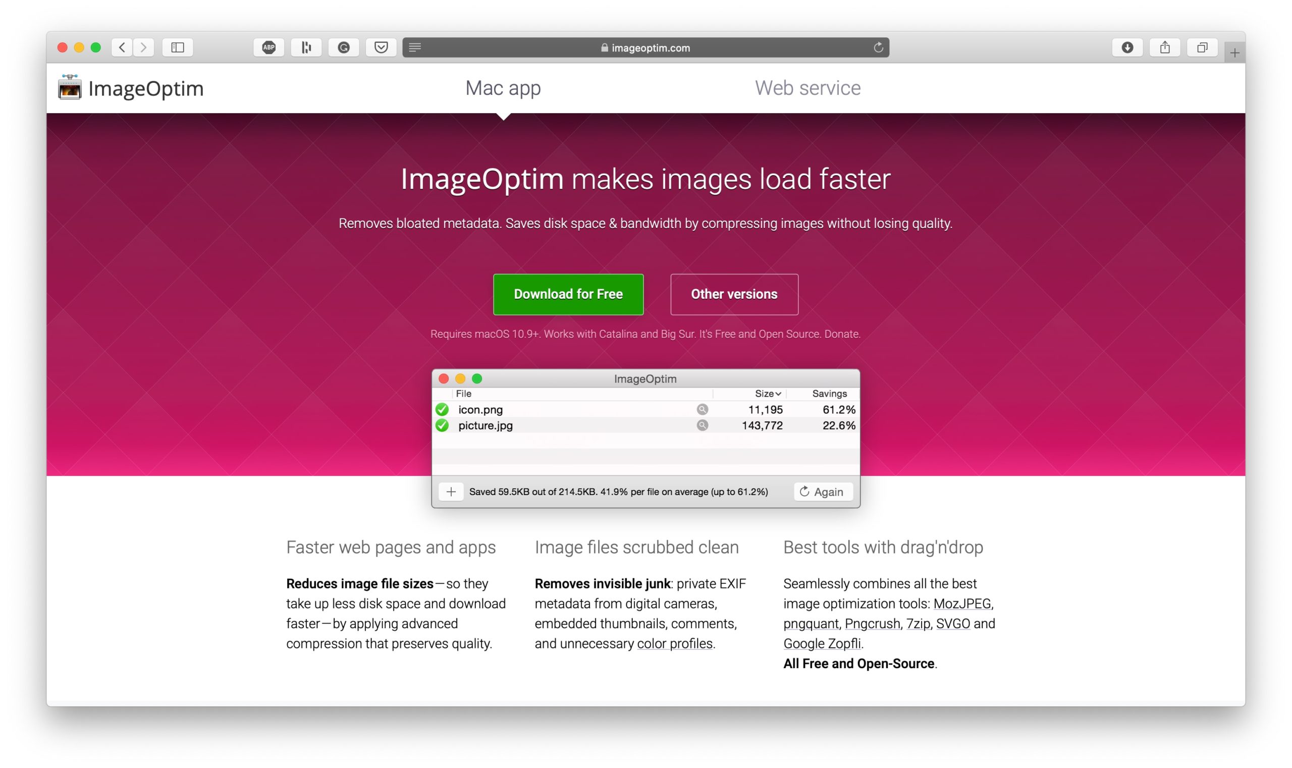 Apap de produtividade da ImageOptim