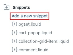 Como adicionar um novo snippet de código no Shopify