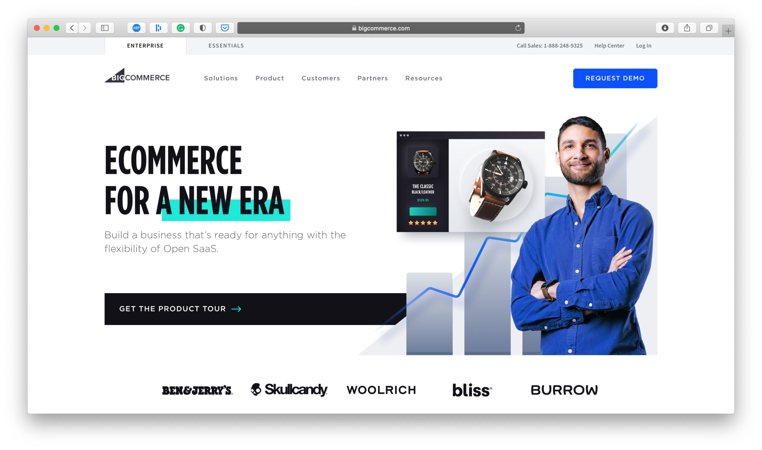 Page d'accueil de la plate-forme de commerce électronique BigCommerce