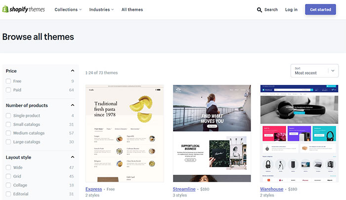 Shopify 테마 스토어