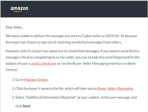 Correo electrónico de entrega de Amazon
