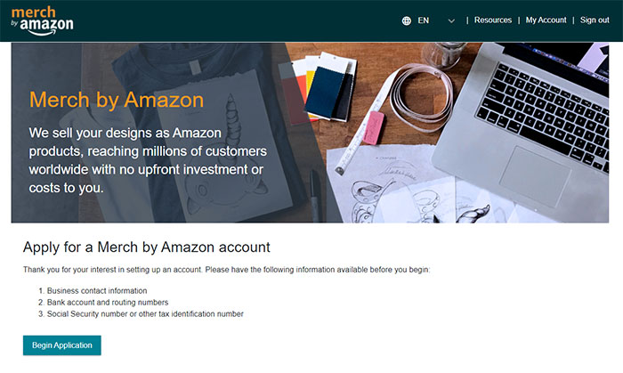 Aplicación Merch By Amazon