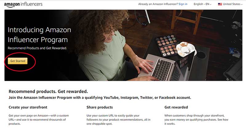Solicitar el programa Amazon Influencers